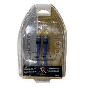 12 Ft Coax Video Cable AR Acoustic Research Blue & Gold Connectors